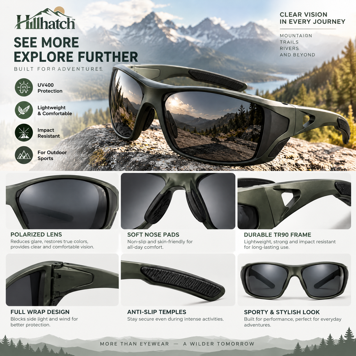 Hillhatch™ Full-Wrap Sports Sunglasses